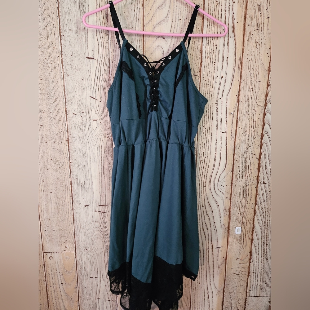 Green spaghetti strap dress